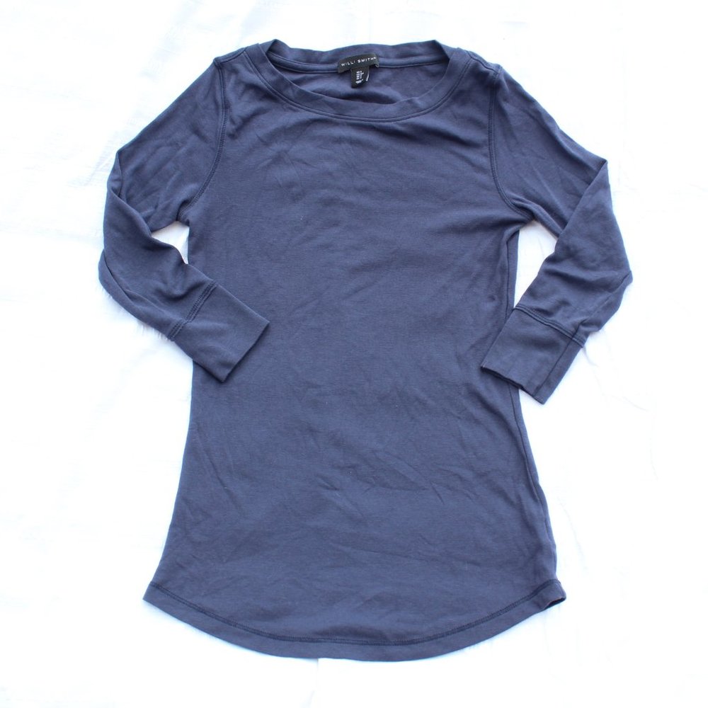 Willi Smith Navy Blue 3/4 Sleeve Top Small